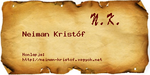 Neiman Kristóf névjegykártya